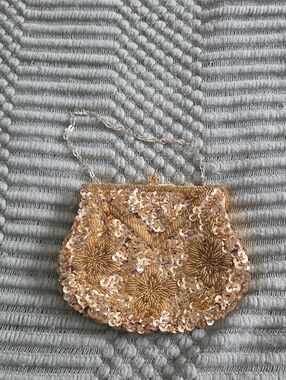 Gold Sequin Evening Clutch Handbag